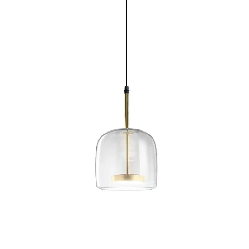 DecorBites led pendant light with clear glass dome brass accents and black cord modern nordic hanging lamp for home decor