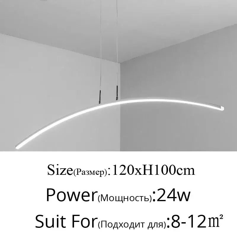 Modern minimalist DecorBites LED pendant light with sleek curved design and bright white illumination for kitchen and living room