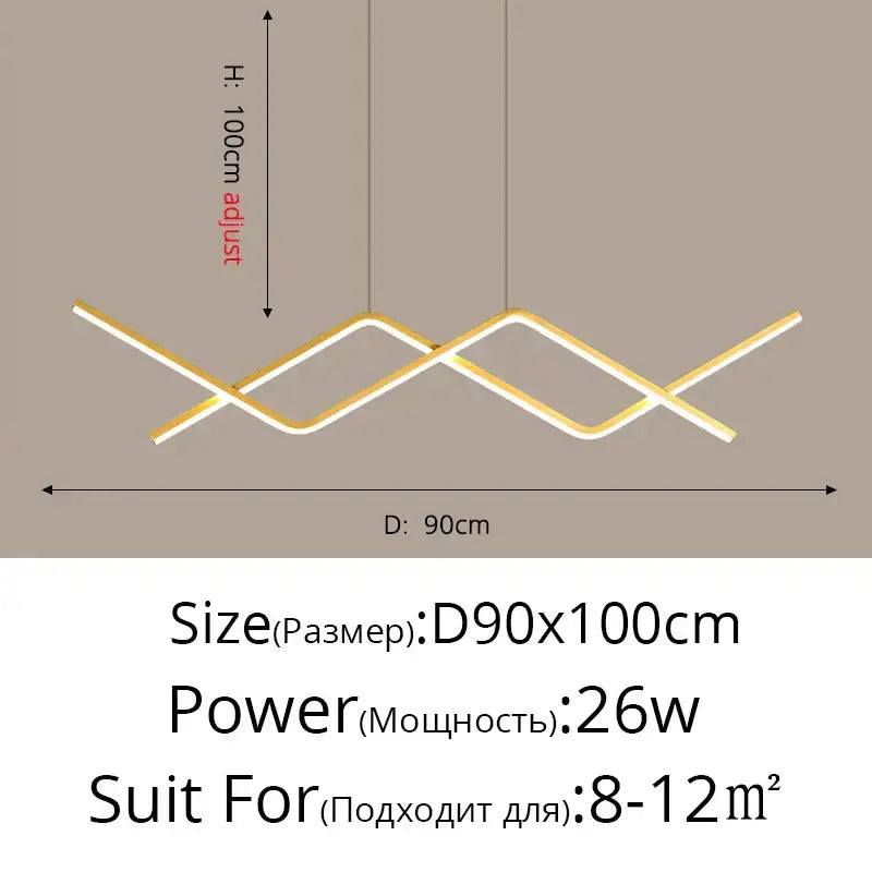 Modern gold-toned DecorBites led pendant lights with geometric diamond arms for study kitchen and living room lighting