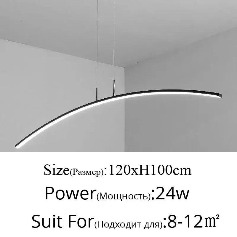 Modern black curved led pendant light with remote control by decorbites ideal for kitchen study and living room lighting