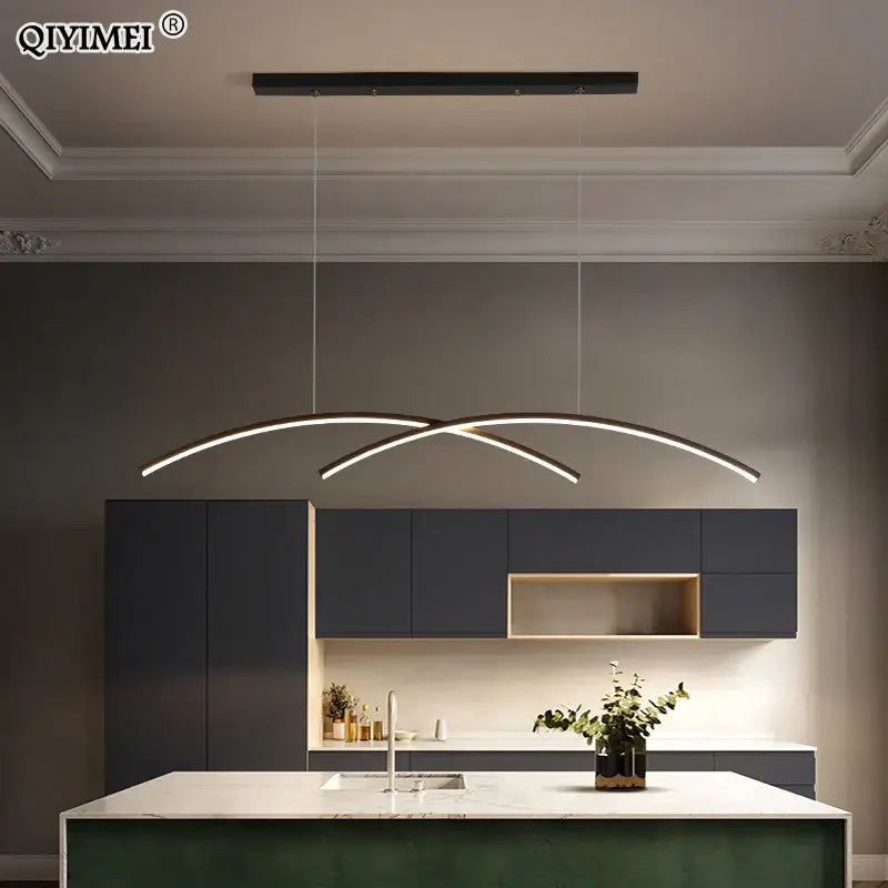 Modern black decorbites led pendant lights with sleek curved arms and minimalist design for study and living room