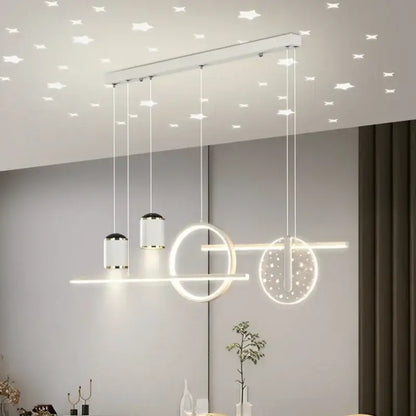 Modern white decorbites led pendant lights with geometric circular and cylindrical fixtures for home lighting