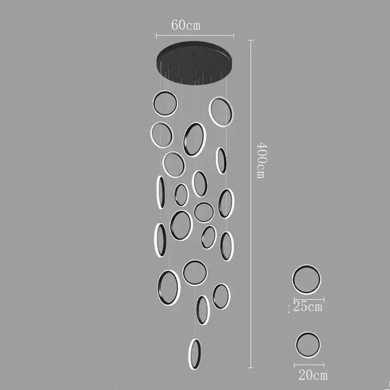 Decorbites led pendant lights featuring modern black circular rings suspended from a central ceiling mount perfect for living rooms
