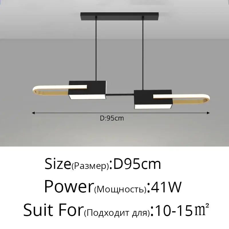 Modern black and gold minimalist decorbites led pendant light with sleek rectangular design for stylish home décor