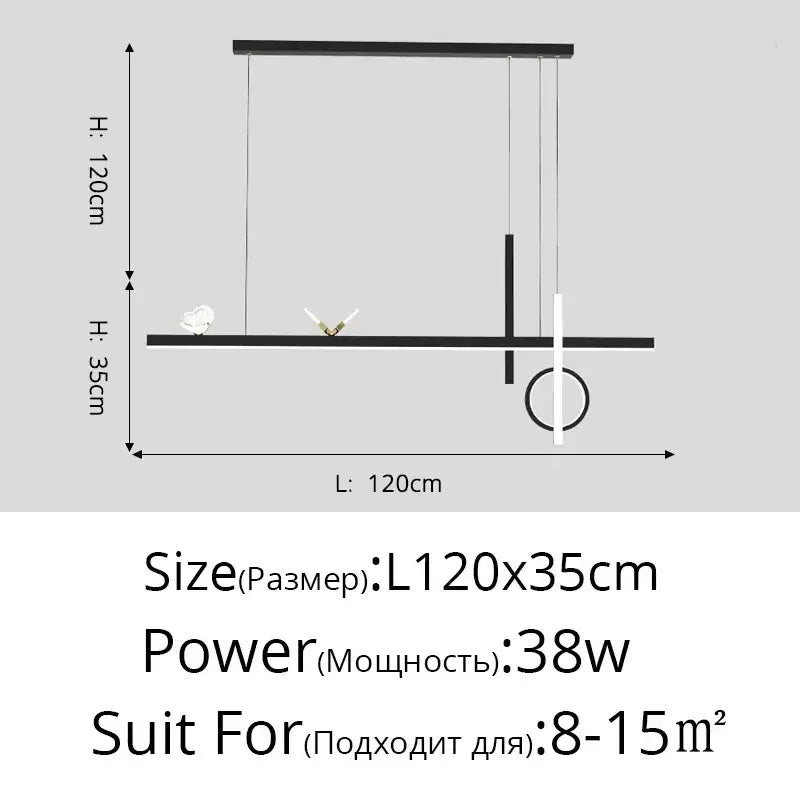 Modern black minimalist DecorBites LED pendant lights with sleek horizontal bars and circular accents for home décor