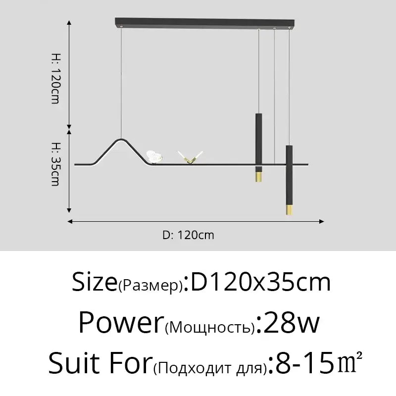 Modern black and gold minimalist decorbites led pendant lights with sleek linear design for home décor lighting