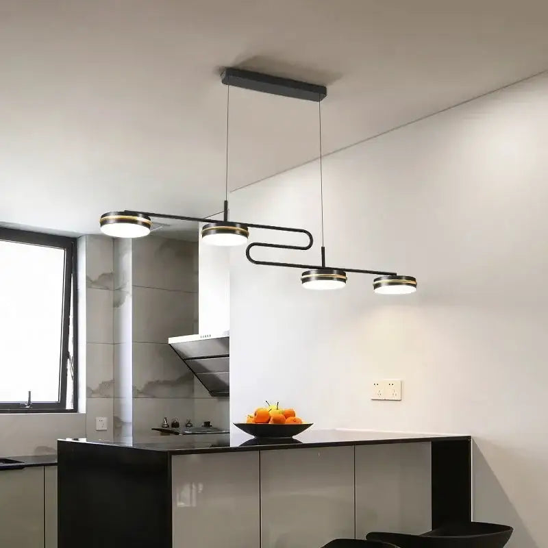 Modern black and gold decorbites led pendant lights with sleek curved design for remote controlled home lighting
