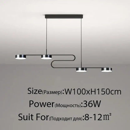 Modern black metal decorbites led pendant lights featuring four circular led bulbs in an asymmetrical design