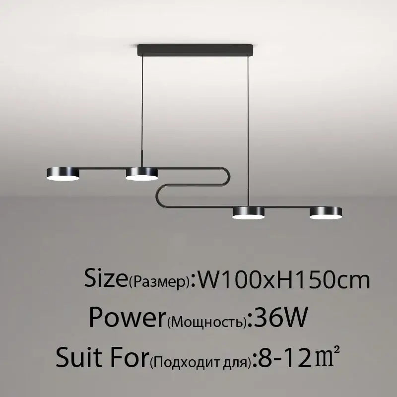 Modern black metal decorbites led pendant lights featuring four circular led bulbs in an asymmetrical design