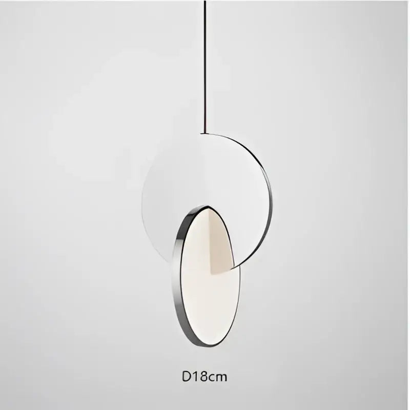 Modern minimalist decorbites led pendant light with two overlapping circular discs one transparent and frosted white