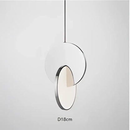 Modern minimalist decorbites led pendant light with two overlapping circular discs one transparent and frosted white
