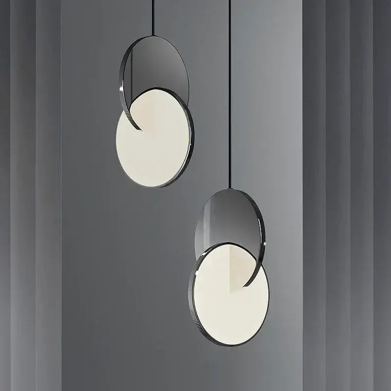Modern minimalist decorbites led pendant light with sleek black metal frame and frosted glass shades for home decoration