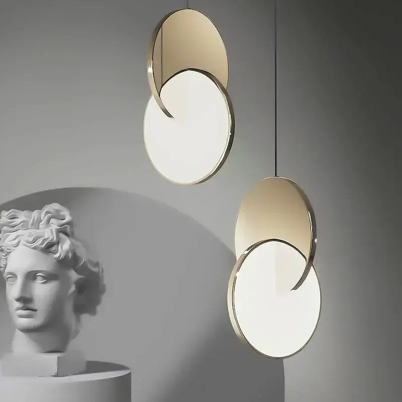 Modern gold-toned circular decorbites led pendant light with sleek minimalist design for home decoration