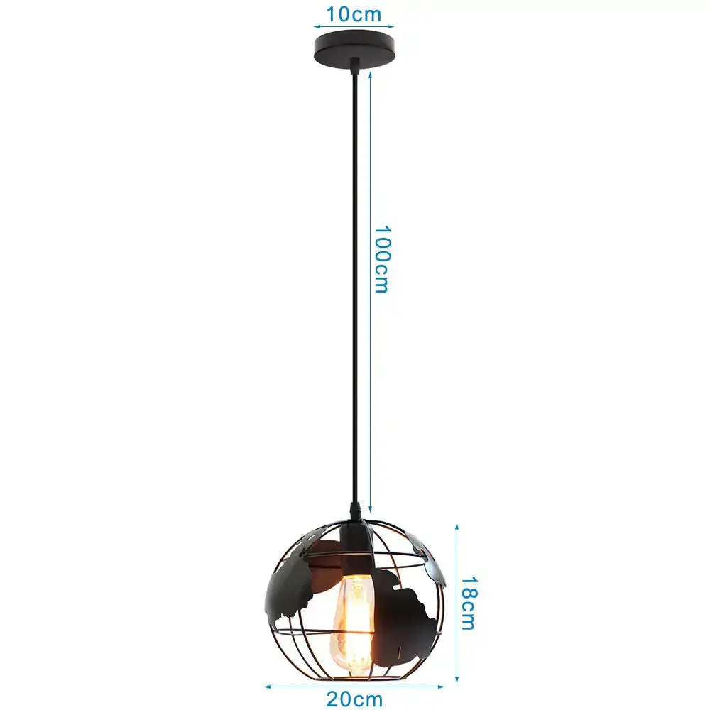 Black wrought iron globe pendant light with vintage edison bulb decorbites led pendant industrial fixture