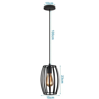 Black metal cage pendant light with vintage Edison bulb by DecorBites led pendant lights for industrial decor