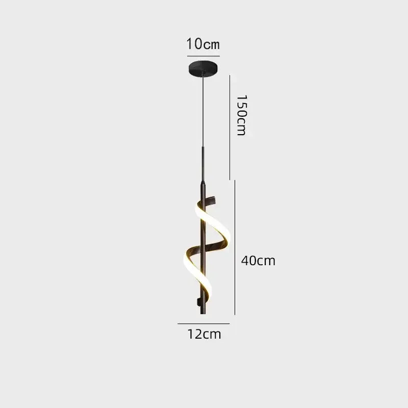Black minimalist decorbites led pendant light with sleek spiraling led strip emitting warm white illumination for modern decor