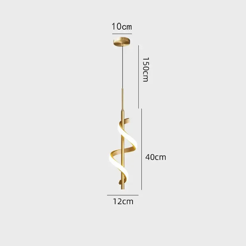 A modern gold-toned spiral decorbites led pendant light with curved led strip for nordic pendant lights and wall lamps