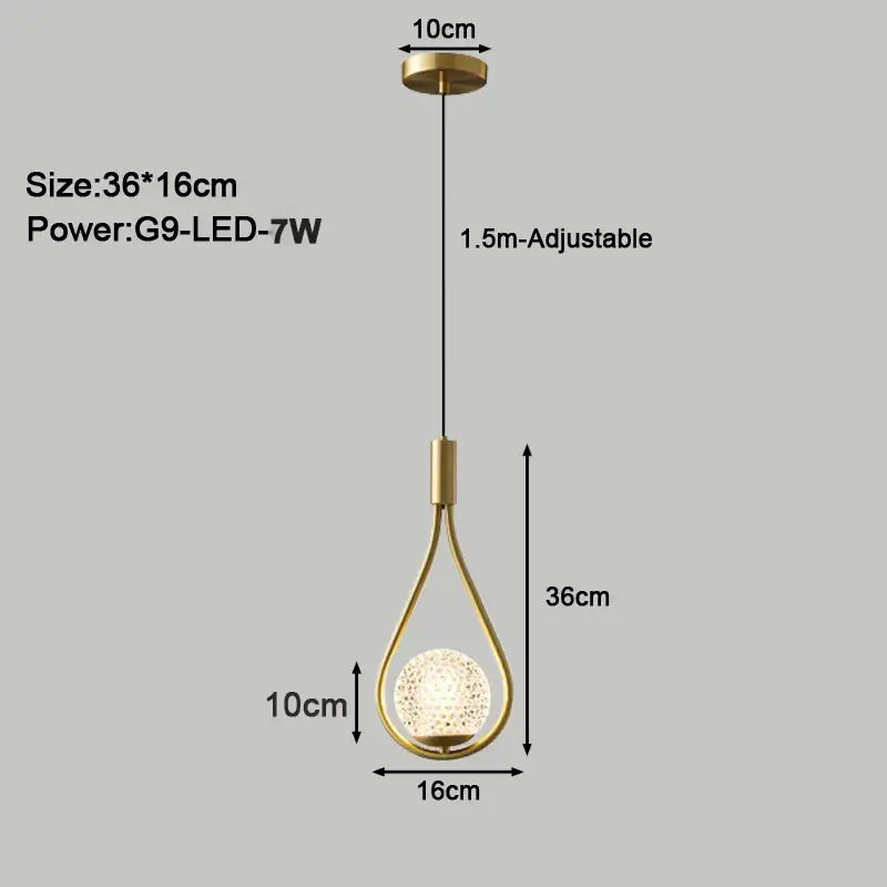 Gold-toned teardrop pendant lights with textured spherical led bulb by decorbites led pendant for indoor use