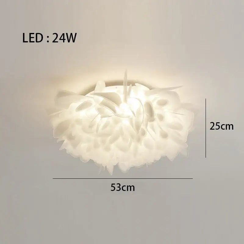 Soft white decorbites led petal ceiling chandelier with fluffy petal design dimmable for living room and bedroom