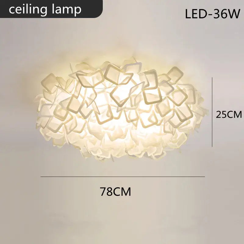 DecorBites led petal ceiling chandelier with soft white fabric diffuser and translucent panels for living room lighting
