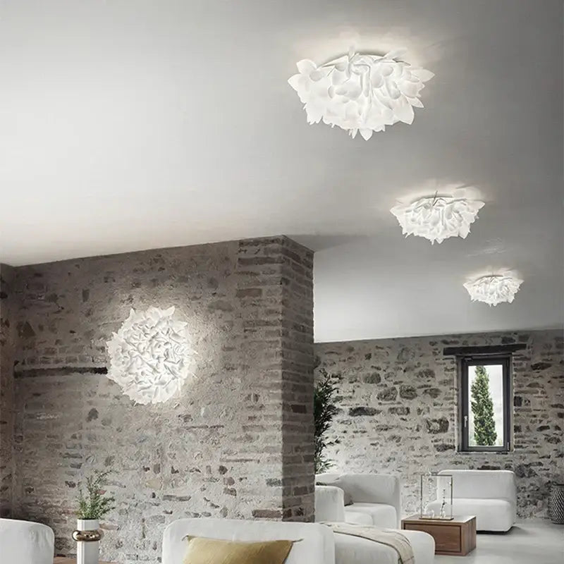 White petal ceiling chandelier with layered design decorbites led petal dimmable lamp for living room and bedroom
