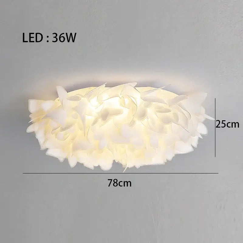 A soft white dimmable decorbites led petal ceiling chandelier with delicate petal design for living room and bedroom