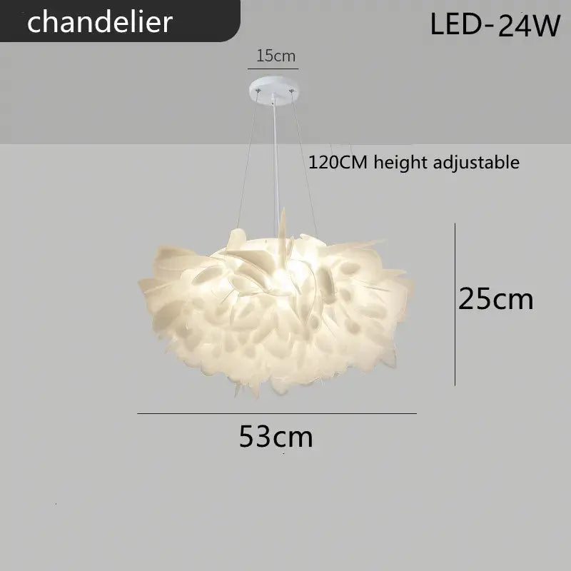 Cream-colored decorbites led petal ceiling chandelier with adjustable height and led 24w bulb for living room use