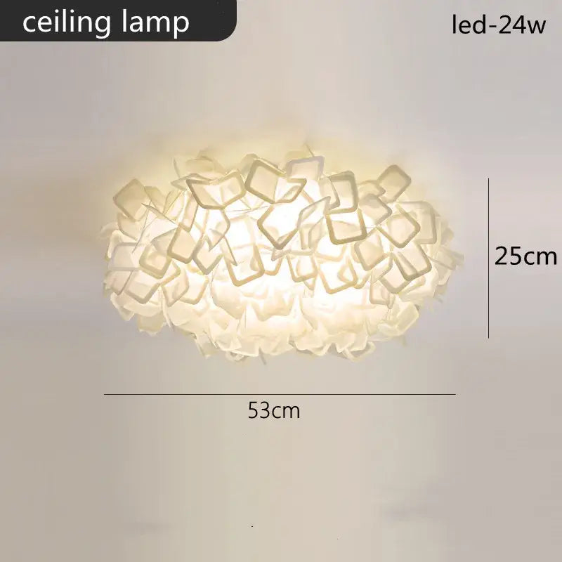 Modern cloud-shaped decorbites led petal ceiling lamp with soft white translucent fabric and dimmable led lighting for living room