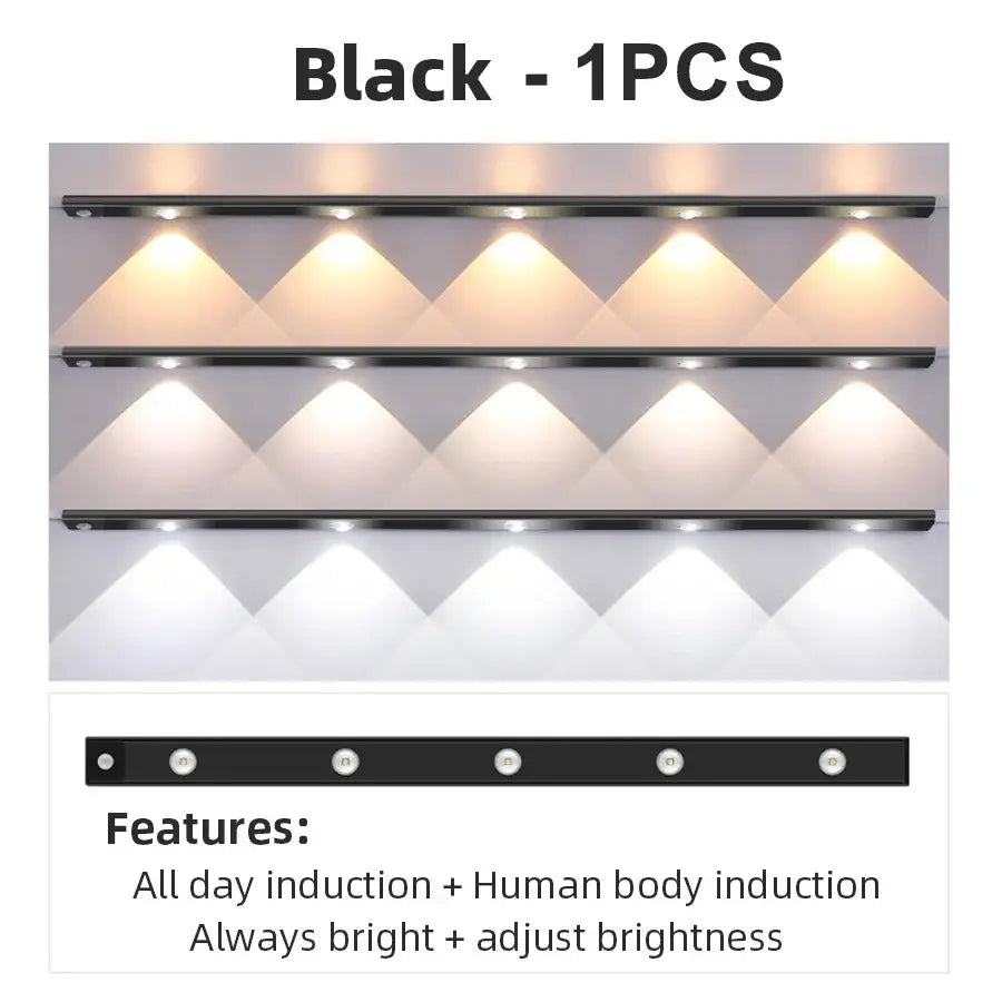 Black led wall sconce cabinet light with sleek design and adjustable brightness from decorbites led pir motion sensor series