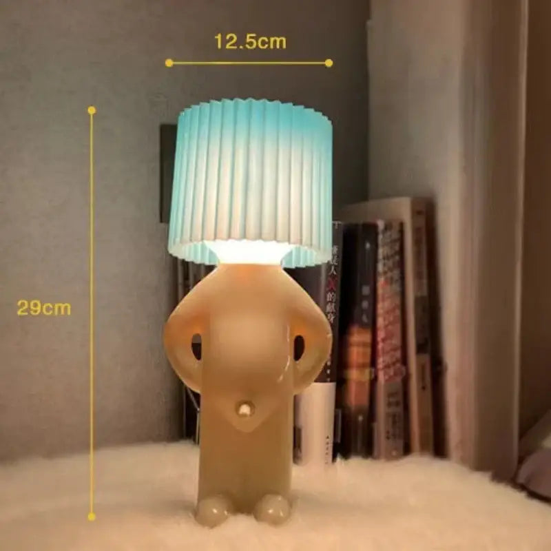 DecorBites LED Pleats table lamp beige elephant shape with pleated blue white gradient shade for bedroom gift