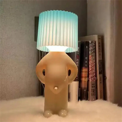 Whimsical beige ceramic elephant table lamp with blue green pleated shade decorbites led pleats for bedroom reading
