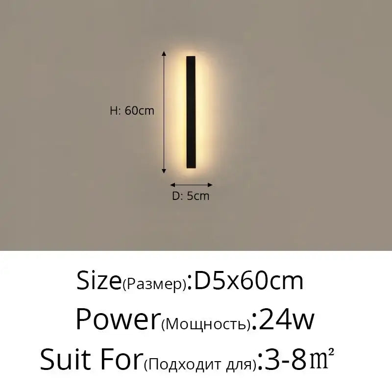 A sleek black rectangular decorbites led porch light with warm glowing illumination for outdoor and indoor use