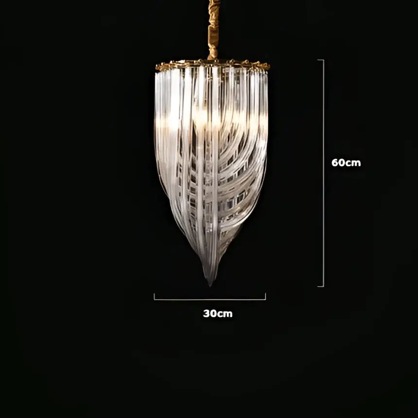 A decorbites led postmodern gold silver chandelier with cascading clear glass prisms and gold metal frame for foyer lighting