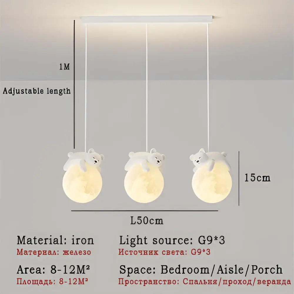 White bear-shaped decorbites led rabbit pendant light with adjustable length and g9*3 bulb led rabbit chandelier