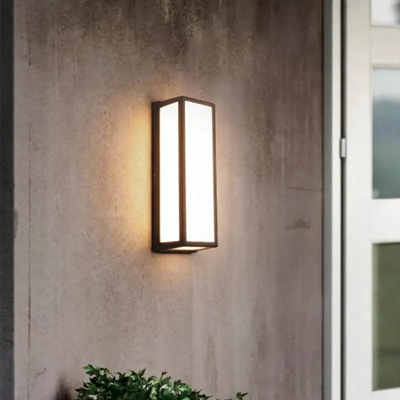 Modern rectangular decorbites led radar induction wall lamp with sleek black frame and warm white panel for hotel and garden