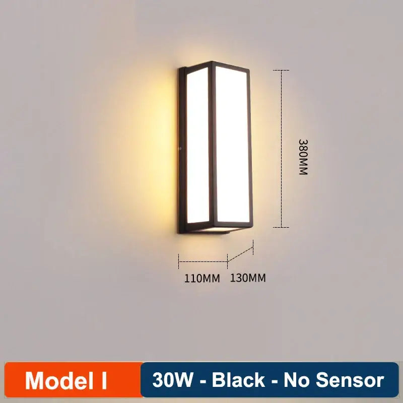 Black rectangular wall lamp decorbites led radar induction with warm white light for modern balcony and garden use