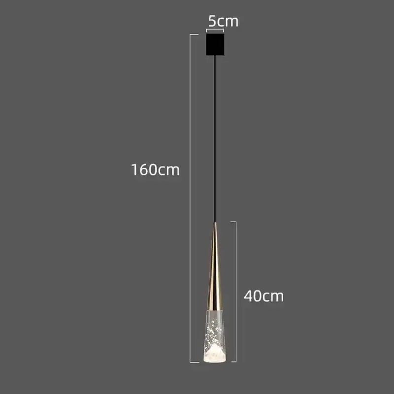 Modern minimalist pendant light with black cord gold-toned stem and crystal clear glass base decorbites led rain drop chandelier