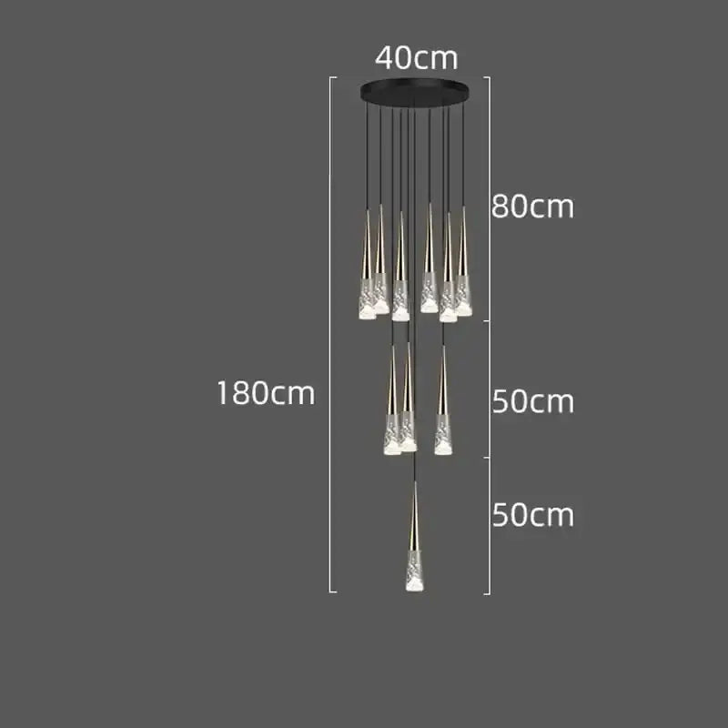 Modern black circular ceiling fixture with decorbites led rain drop gold accented glass pendant light in varying lengths