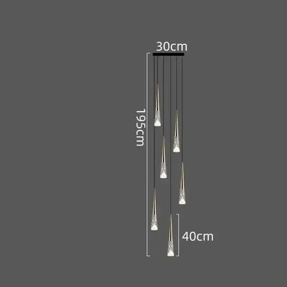 Modern minimalist decorbites led rain drop pendant light with five crystal glass droplets and black ceiling mount