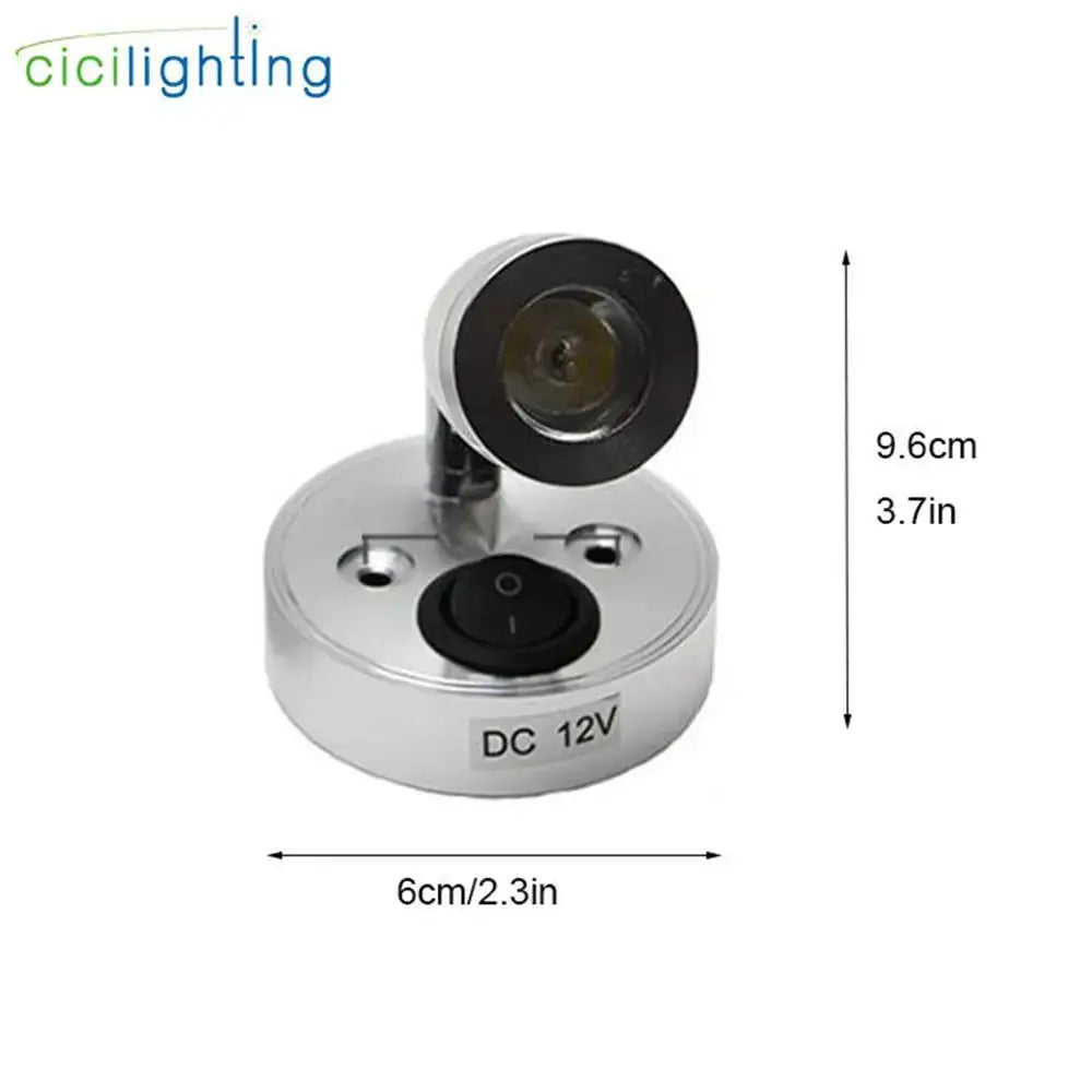 Silver cylindrical decorbites led reading light with black lens and dc 12v switch for rv boat and motorhome use