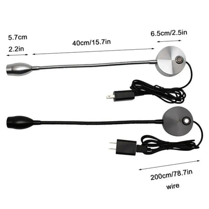 Two decorbites led reading flexible gooseneck lamps in silver and black with dimmable switch and adjustable heads