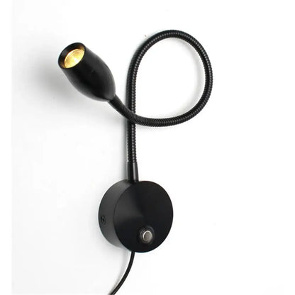 Black decorbites led reading light with adjustable gooseneck, circular base, dimmable switch, and 3 color modes