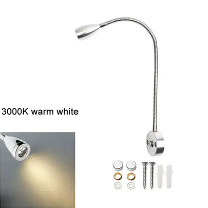 DecorBites led reading light wall lamp with chrome finish flexible gooseneck and warm white led touch dimmable light