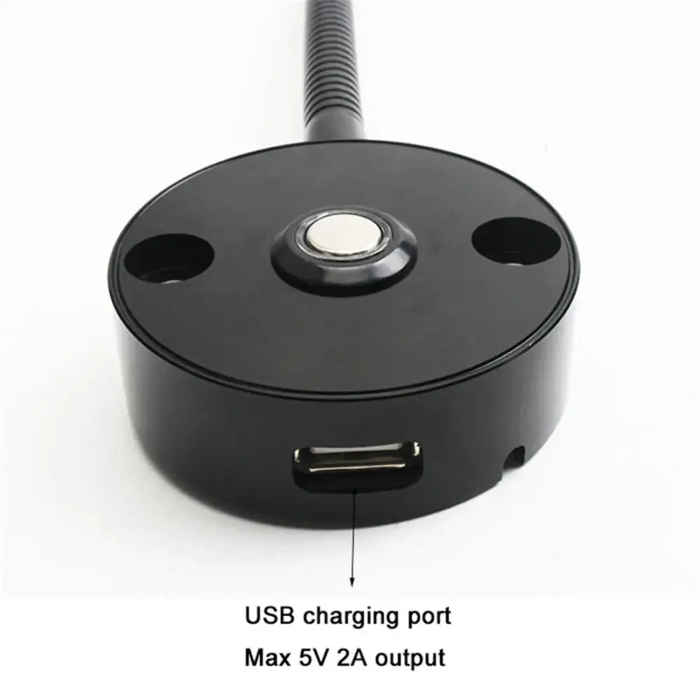 Black decorbites led reading light wall lamp with flexible gooseneck and usb charging port for device power