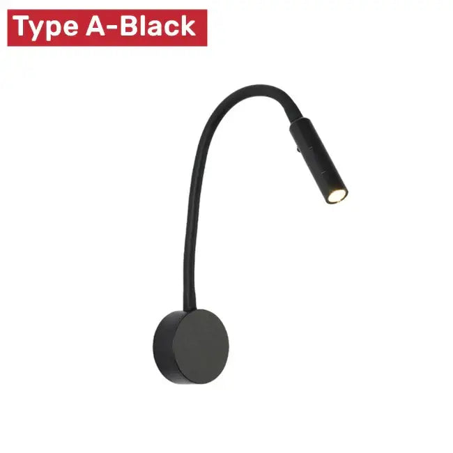 Black flexible gooseneck wall lamp decorbites led reading with sleek modern design for bedroom study and book light