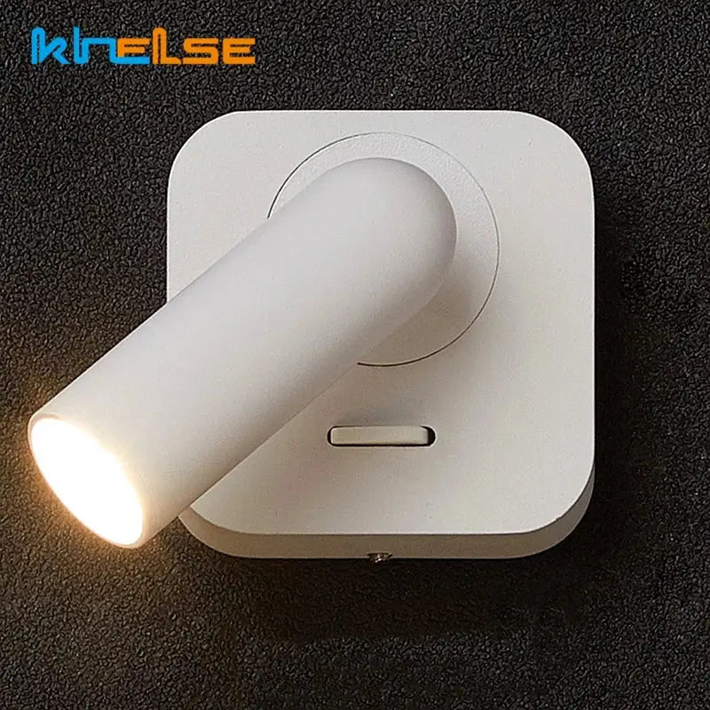 White knelse brand wall lamp with sleek cylindrical head and square base in decorbites led reading wall light design