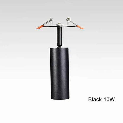 Black cylindrical decorbites led recessed ceiling light 10w with orange-handled mounting brackets for kitchen shop use