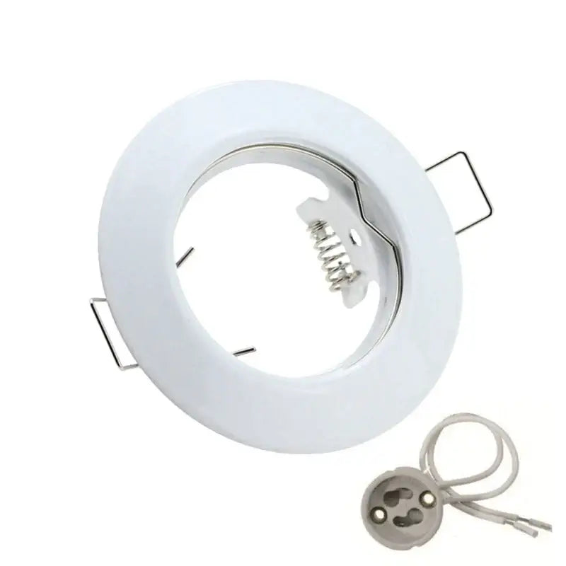 White circular decorbites led recessed spotlight fixture with metallic spring clips and e27 bulb holder in aluminum frame