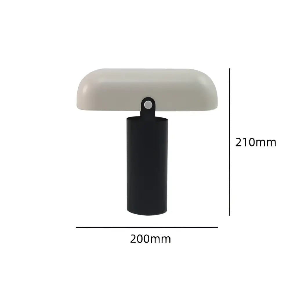 A decorbites led rechargeable table lamp with a matte off-white curved top and black cylindrical base for modern decor