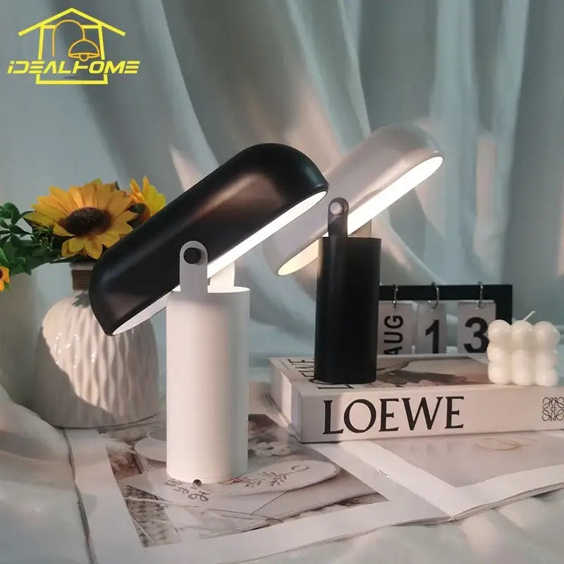 Black and white minimalist decorbites led rechargeable table lamps with sleek modern design for bedroom and living room use